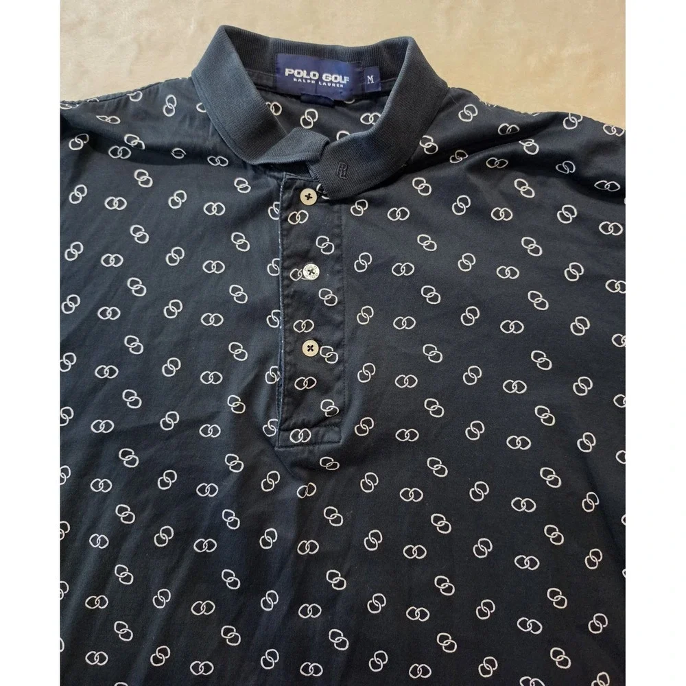 Polo Golf Ralph Lauren All Over Print Golf‎ Black Shirt XL